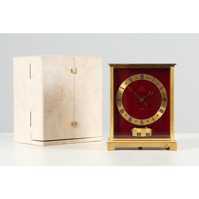 Jaeger lecoultre - red atmos clock in original box switzerland gold-plated brass year of manufacture 1973 dimensions: h x...