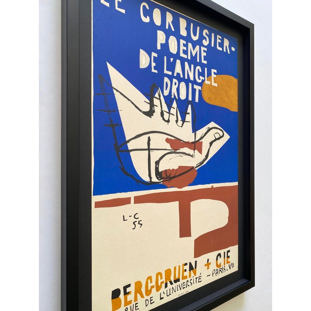 Wood Le Corbusier Vintage 1955 Mid Century Modernist Mourlot Fine Art Lithograph Print " Poeme De l'Angle Droit " Framed Paris Exhibition Poster For Sale - Image 7 of 15