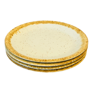 Vintage McCoy Graystone Speckled Ivory Brown Drip Glaze Salad Plates - Set of 4