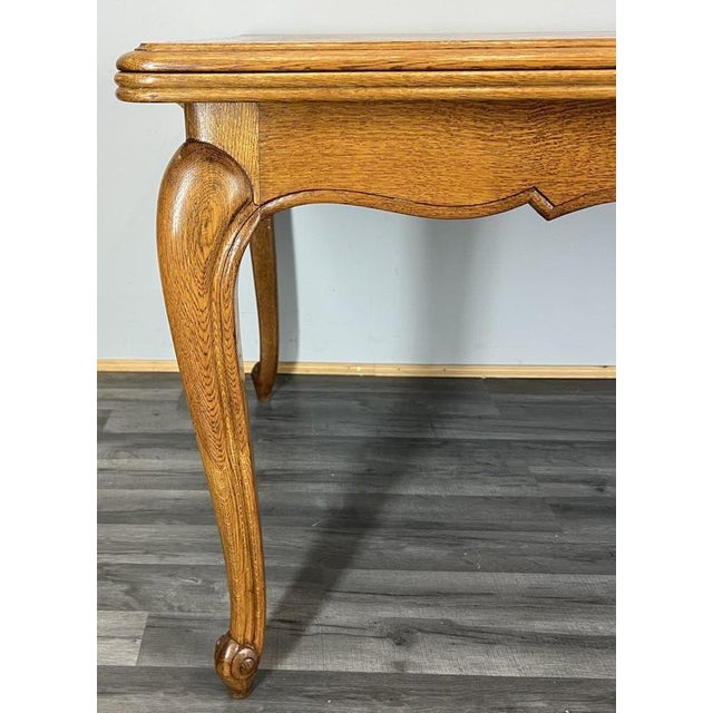 Vintage French Louis XVI Style Carved Oak Extendable Dining Table For Sale - Image 5 of 13