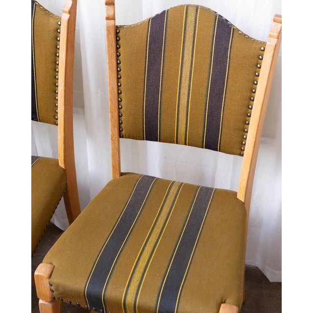 Set of Six Danish Modern Oak and Wool Dining Chairs in the Manner of Henning Kjærnulf, 1970s For Sale - Image 11 of 17