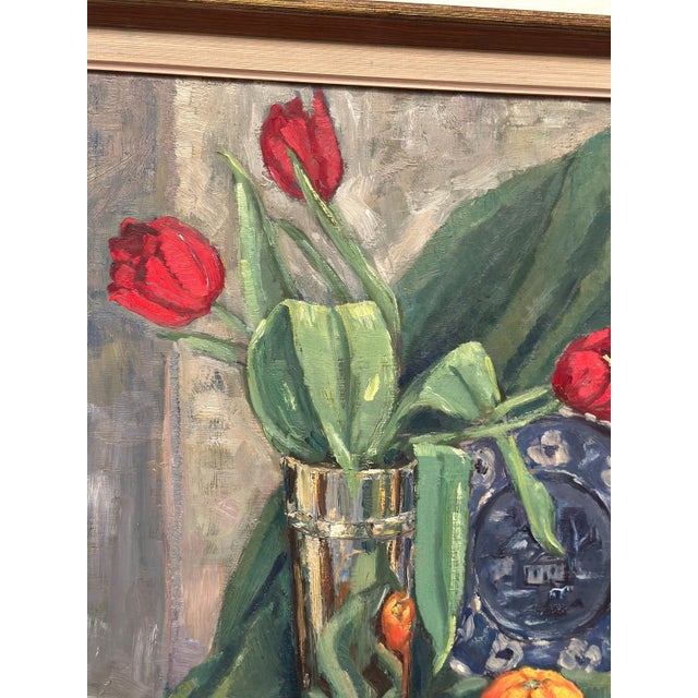 J. Essen Loarp, Still Life with Tulips, 1957, Oil on Panel, Framed For Sale - Image 11 of 15