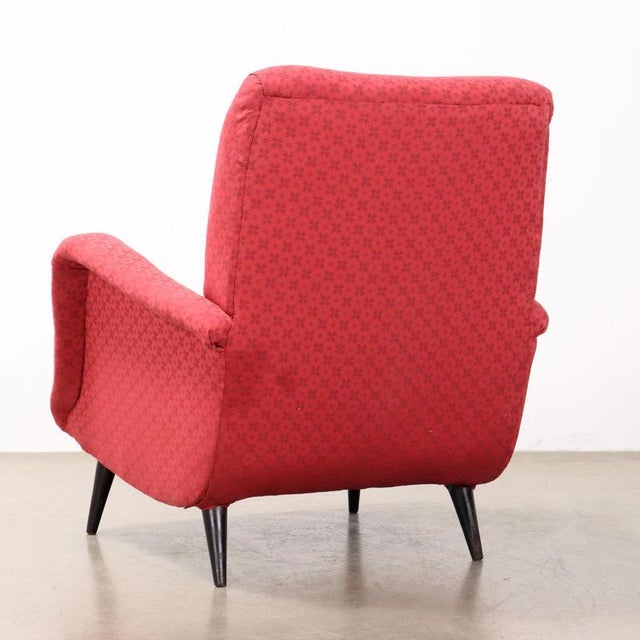 Wood Vintage Italian Lounge Chair in Fabric and Wood, 1950s For Sale - Image 7 of 9