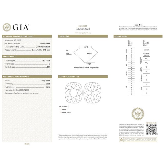 Metal Gia 1.52 Carat Old Mine Cut Diamond 18k Gold Engagement Ring, Size 6 For Sale - Image 7 of 7