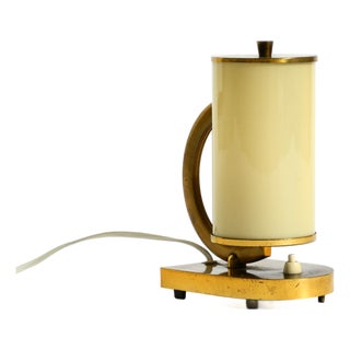 Brass Table Lamp with Opal Glass Shade, 1940s For Sale
