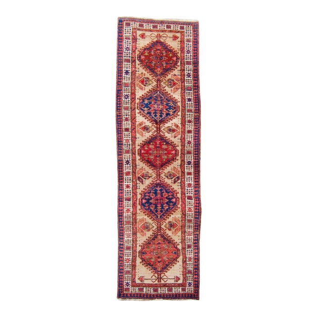 1910s Antique Medallion Hand-Knotted Runner For Sale