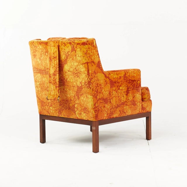 Wood Edward Wormley for Dunbar Mid Century Lounge Chair With Jack Lenor Larsen Fabric For Sale - Image 7 of 10