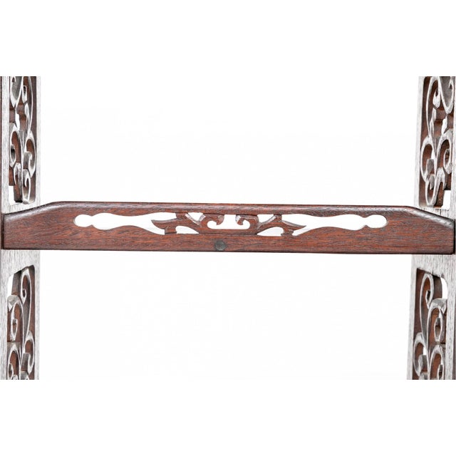 Wood Vintage Century Mahogany Three-Tier Pagoda Wall Shelf—A Pair For Sale - Image 7 of 9