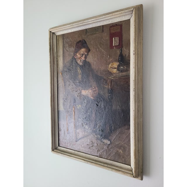 Edwardo Scognamiglio Antique Oil Painting Portrait of a Peasant For Sale - Image 12 of 14