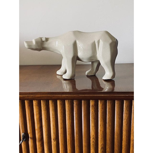 Art Déco style Cubist craquelé glazed Polar Bear L&V Ceram, France ca. 1970 30 x 14 x 14 cm Conditions: excellent, no...