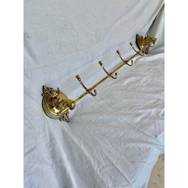 Traditional Mid 20th Century Brass Horse Head Equestrian Five Hook Coat Rack For Sale - Image 3 of 12