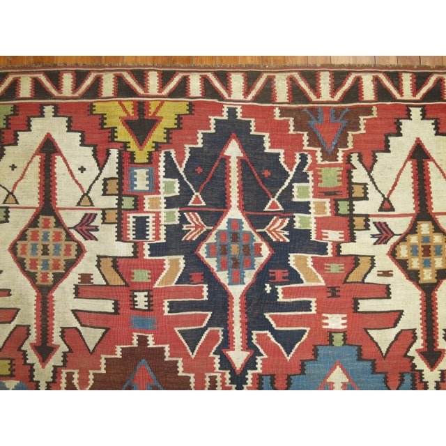 Textile Tribal Antique Caucasian Geometric Kilim For Sale - Image 7 of 18