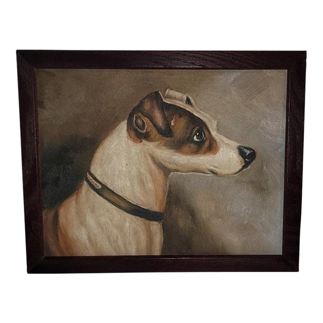 Mid 20th Century Jack Russell Terrier Oil Painting For Sale