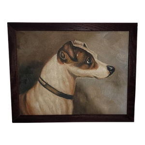 Mid 20th Century Jack Russell Terrier Oil Painting