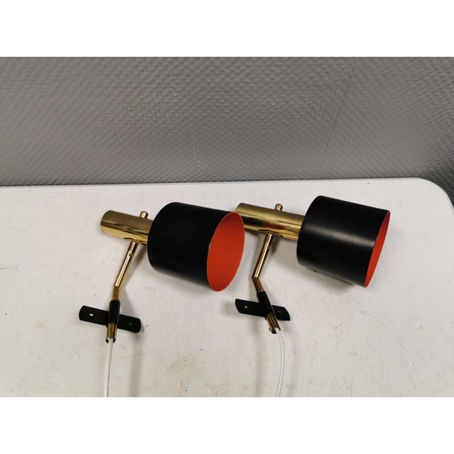 Adjustable Wall Lamps in Brass by Svend Aage Holm Sørensen for Holm Sørensen & Co, 1960s, Set of 2 For Sale - Image 3 of 11