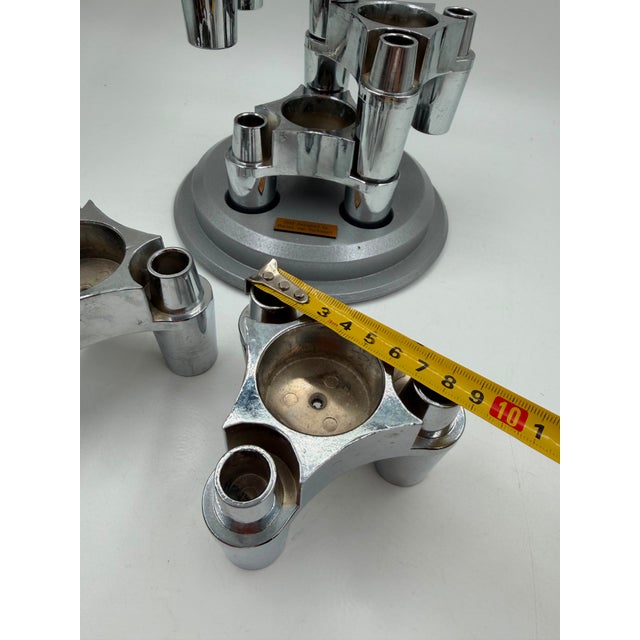 Modular Candleholder with Silver Aluminum Plug-in System in the style of Stoff Nagel, 1950s, Set of 4 For Sale - Image 12 of 14