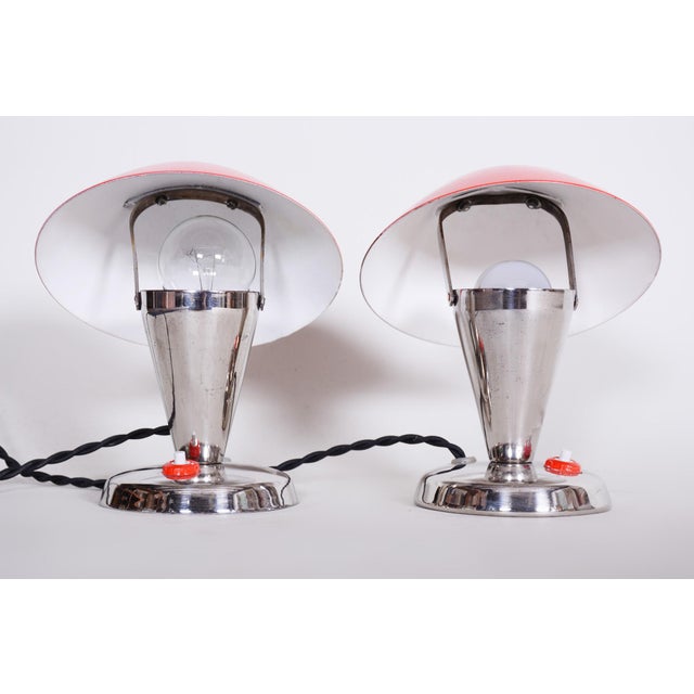 Table Lamps in Chrome attributed to Napako, Czech, 1930s, Set of 2 For Sale - Image 4 of 7