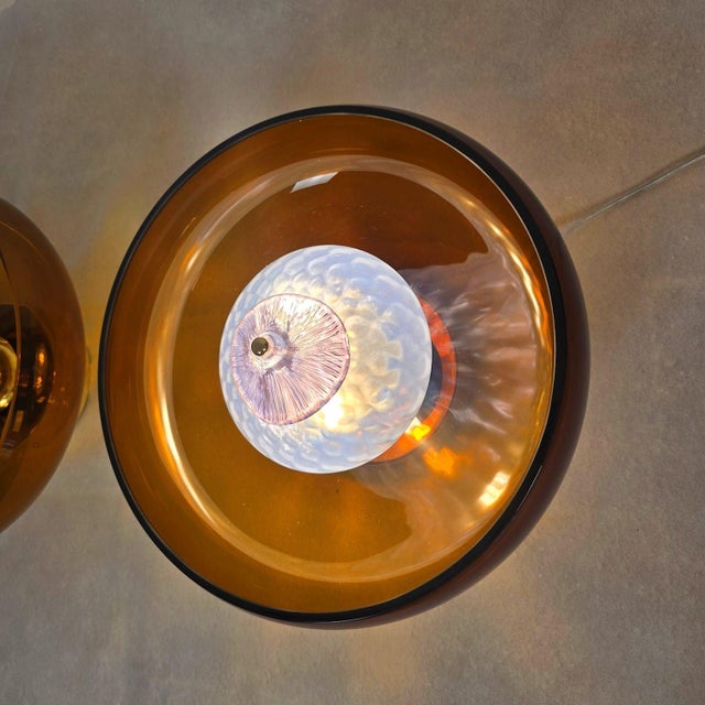 1990s 1990s Amber Mid Century Modern Murano Glass Sconces - a Pair For Sale - Image 5 of 13