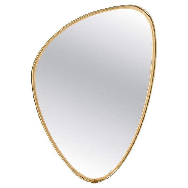 Mid-Century Italian Asymmetric Brass Wall Mirror, 1950s For Sale - Image 12 of 12