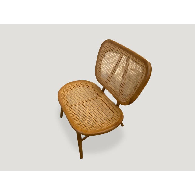 Contemporary Andrianna Shamaris Rattan and Teak Wood Chair For Sale - Image 3 of 5