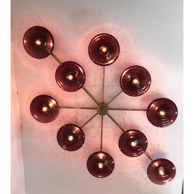 Metal 21st Century Dieci Bronze Amethyst Bubbles Murano Flush Mount by Fabio LTD For Sale - Image 7 of 10
