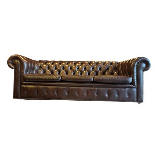 Vintage English Chesterfield Leather Sofa For Sale