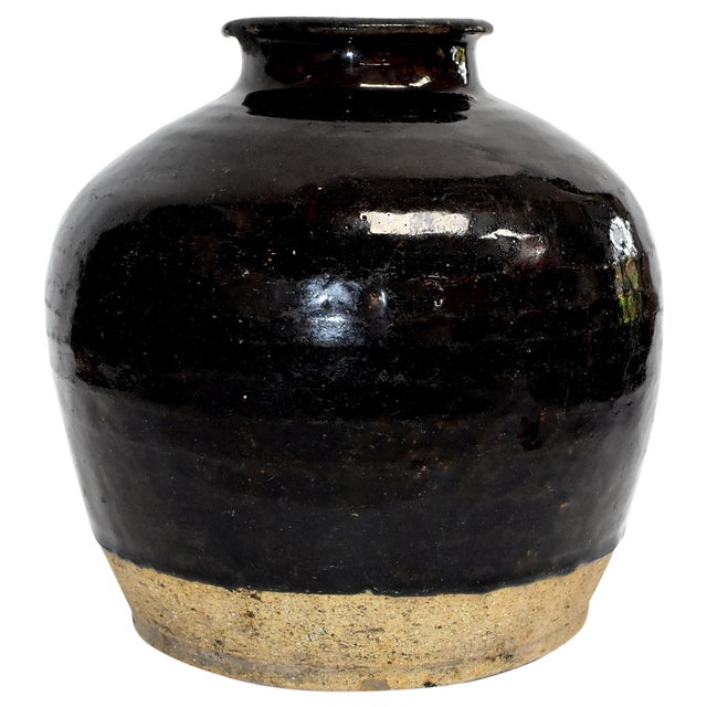 Large Antique Black Jar, Handmade Chinese Pottery Chairish