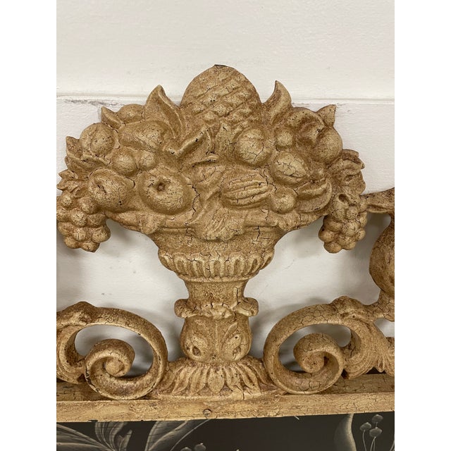 1970s Vintage Extra Large 1970s French Style Hand-Painted Mirror With Cast Metal Gilded Bird & Urn Crest- 76” For Sale - Image 5 of 12
