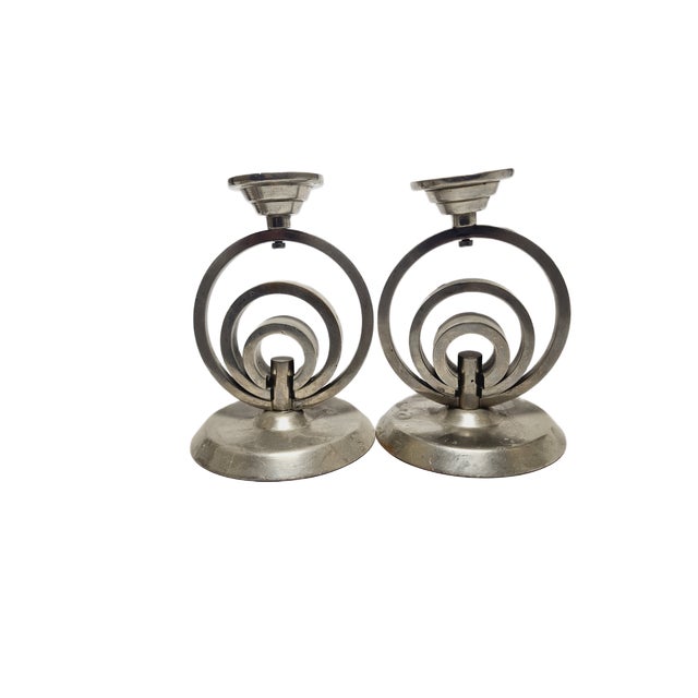 1930s Art Deco Candleholder, Germany, 1970s, Set of 2 For Sale - Image 5 of 18