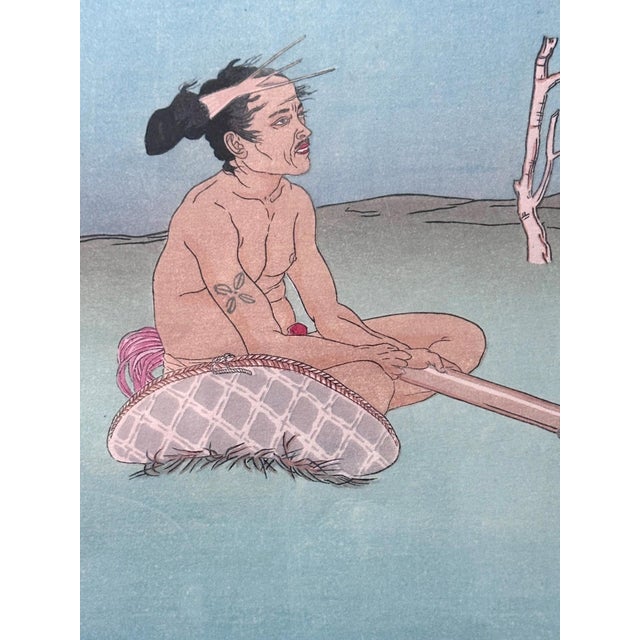 Early 20th Century Framed Japanese Woodblock Print Apres La Pluie Tarang Yap by Paul Jacoulet For Sale - Image 9 of 12