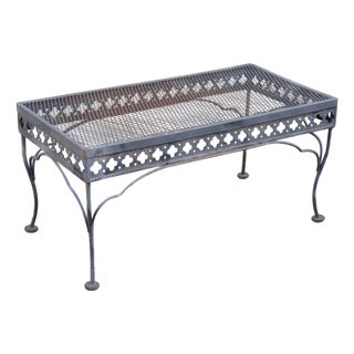 Vintage Wrought Iron Outdoor Coffee Table For Sale