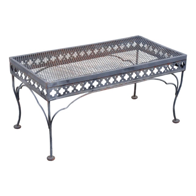 Vintage Wrought Iron Outdoor Coffee Table For Sale