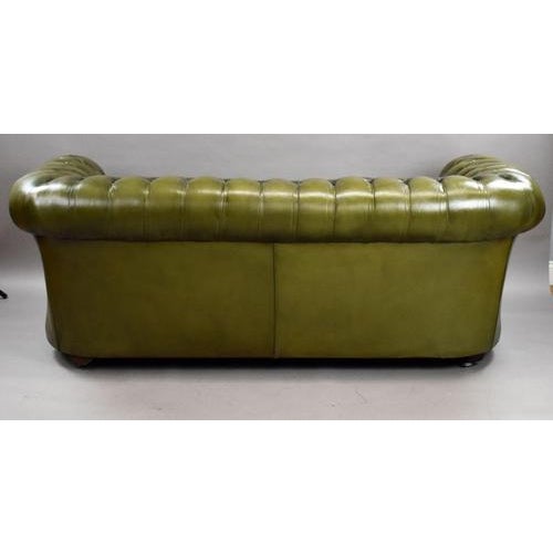 Green Leather Three-Seater Chesterfield Sofa, 1960 For Sale - Image 6 of 8