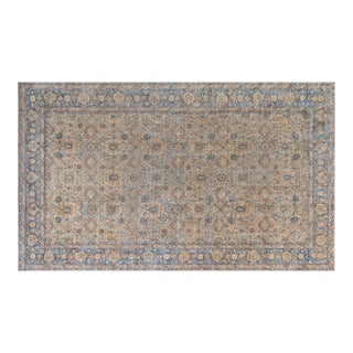 Antique Persian Kirman Yellow Handmade Wool Rug For Sale