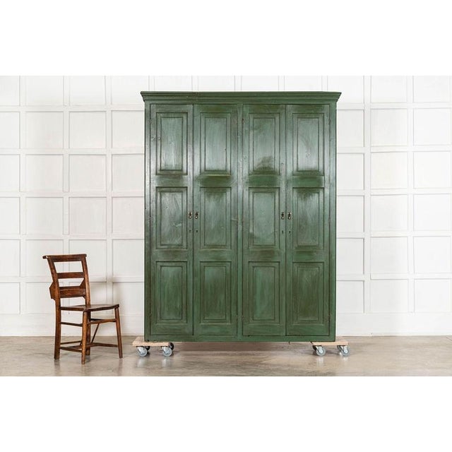 Large English Pine Painted Housekeepers Cabinet, 1880 For Sale - Image 4 of 17