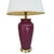 Vintage Sang De Boeuf Oxblood Glazed Ceramic and Brass Table Lamps With Shades - a Pair For Sale - Image 4 of 10
