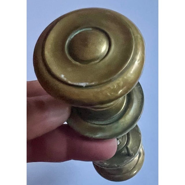 Antique 19th Century Small Size Brass Door Knobs - A Pair For Sale - Image 12 of 13
