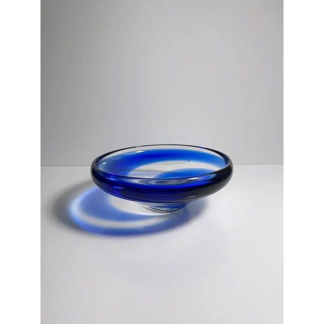 Czech Glass Bowl with Cobalt Blue Swirl, 1960s For Sale - Image 6 of 6