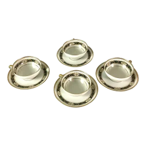 Antique C. Ahrenfeldt- Limoges Porcelain Teacups and Saucers Set- 8 Pieces