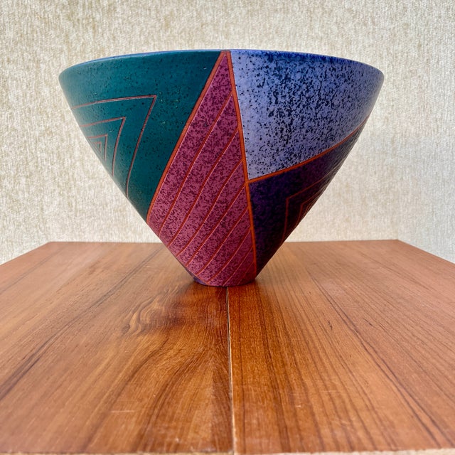 Postmodern Ceramic Decorative Center Bowl Signed by Japanese Artist Masuo Ojima. C 1980s For Sale - Image 4 of 18