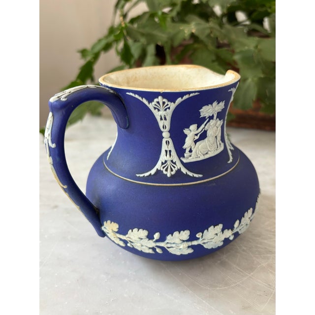 English Small Antique English Wedgwood Jasperware Pitcher For Sale - Image 3 of 8