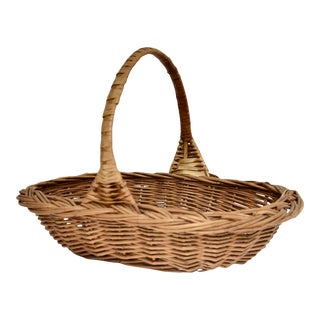 French Oval Wicker Basket For Sale
