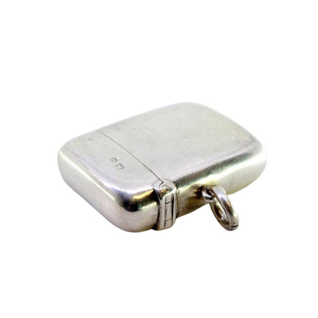 Plain Silver Matchbox with Beveled Corners and Hanging Ring For Sale - Image 6 of 6