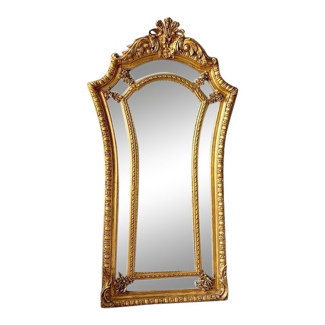Contemporary French Louis XVIStyle Gold Leaf Floor Mirror Made to