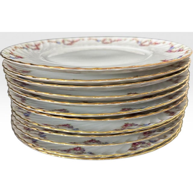 Vintage Royal Tettau Germany Pink Floral Fine Porcelain Dinnerware Set Service for 12 - 95 Pieces For Sale - Image 11 of 18
