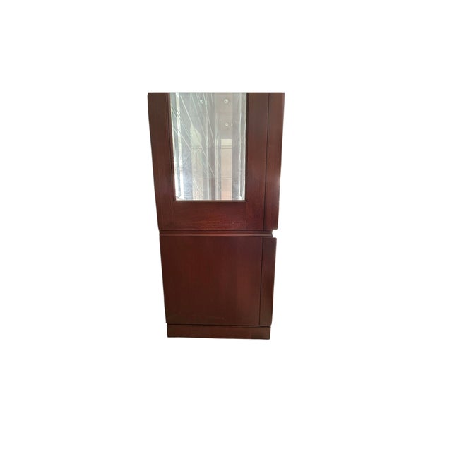 1990s Thomasville Mahogany Bogart Serpentine Curio Cabinet Hutch Shelf Breakfront For Sale - Image 10 of 18