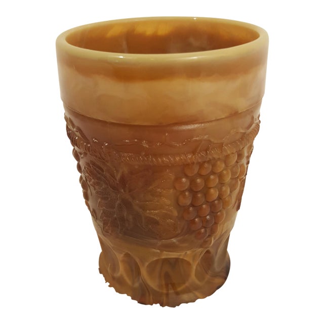 Chocolate Slag Glass Tumbler By Joe St. Claire For Sale