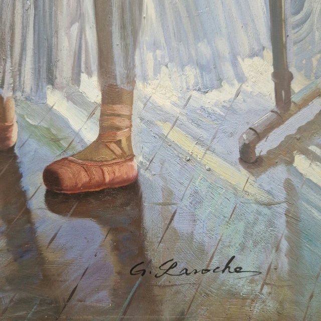 Mid 20th Century G. Laroche - Ballet Practice, Oil on Canvas For Sale - Image 4 of 4