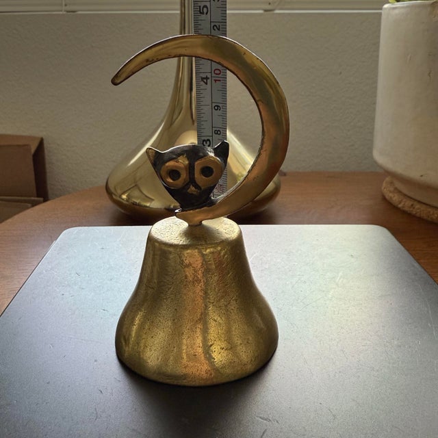 1960s Rare Walter Bosse Mid Century Modern Owl Bell Hagenauer Brass Austria Vintage For Sale - Image 5 of 5