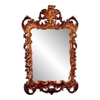 1960s Rococo Revival Gilded Carved Wood Mirror Midcentury For Sale